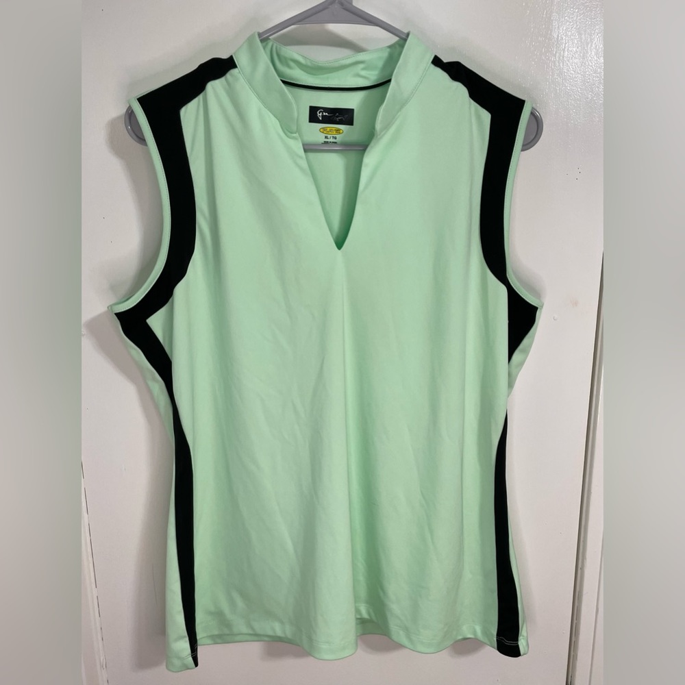 Greg Norman Collection Women's Sleeveless Color Block Shirt Size XL Lime Green